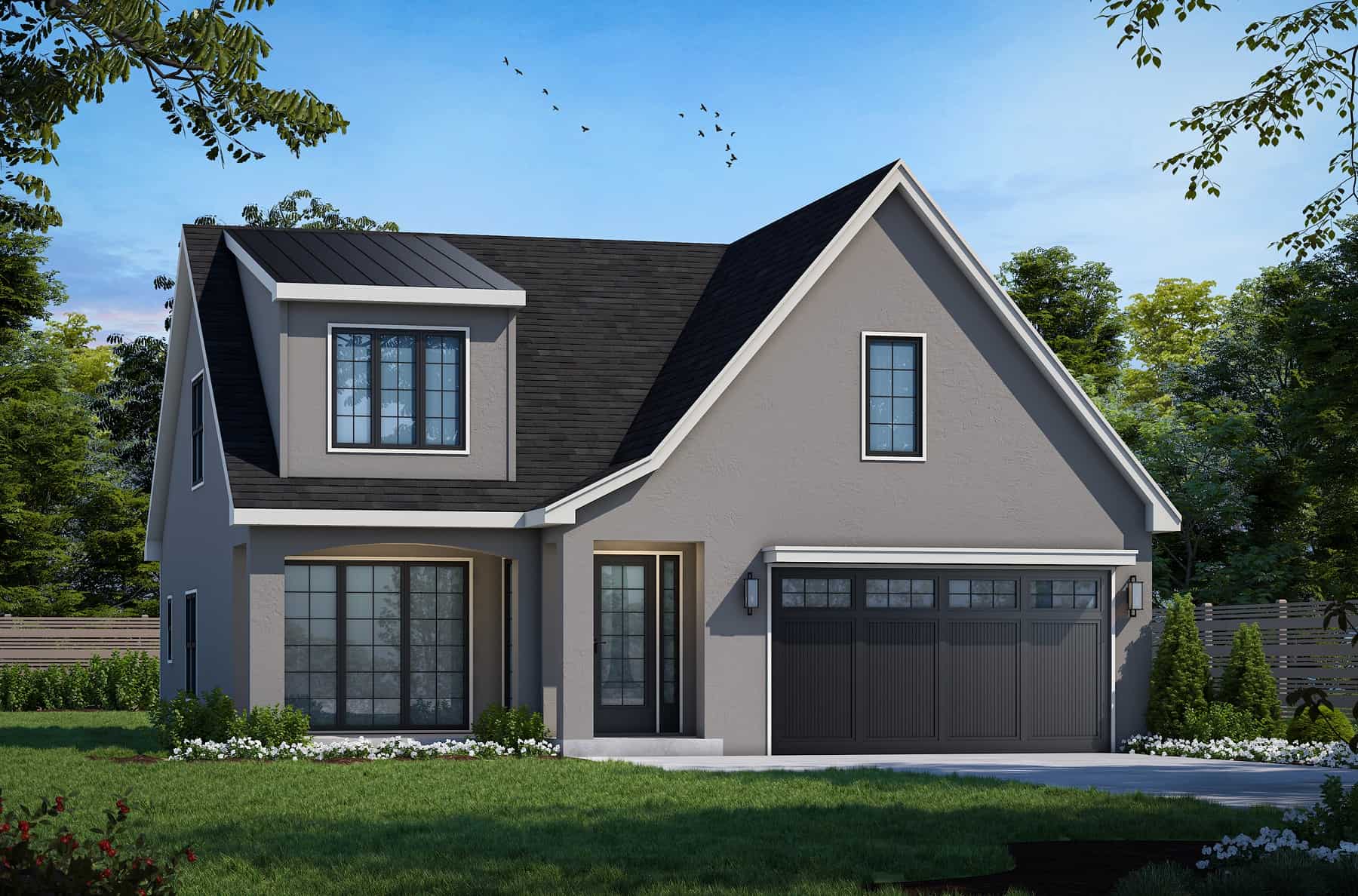 Front elevation of Transitional home (ThePlanCollection: House Plan #120-2755)