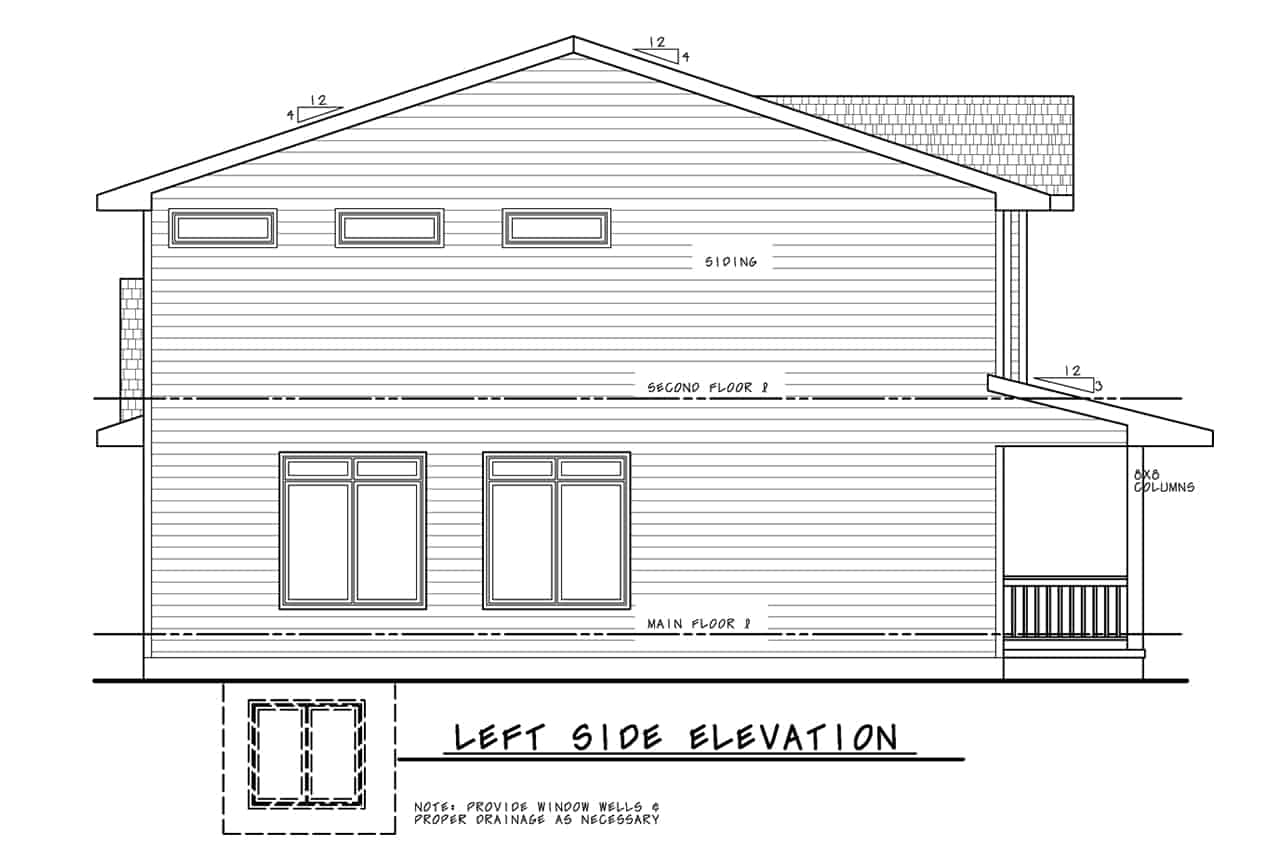 Home Plan Left Elevation of this 3-Bedroom,1837 Sq Ft Plan -120-2756