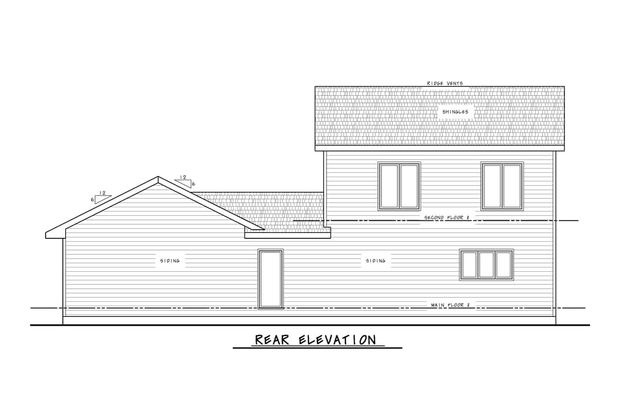 Home Plan Rear Elevation of this 3-Bedroom,1837 Sq Ft Plan -120-2756