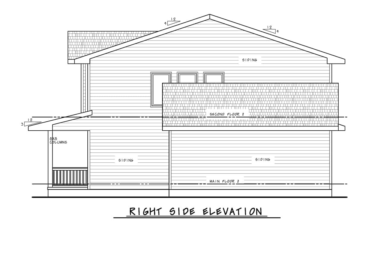 Home Plan Right Elevation of this 3-Bedroom,1837 Sq Ft Plan -120-2756
