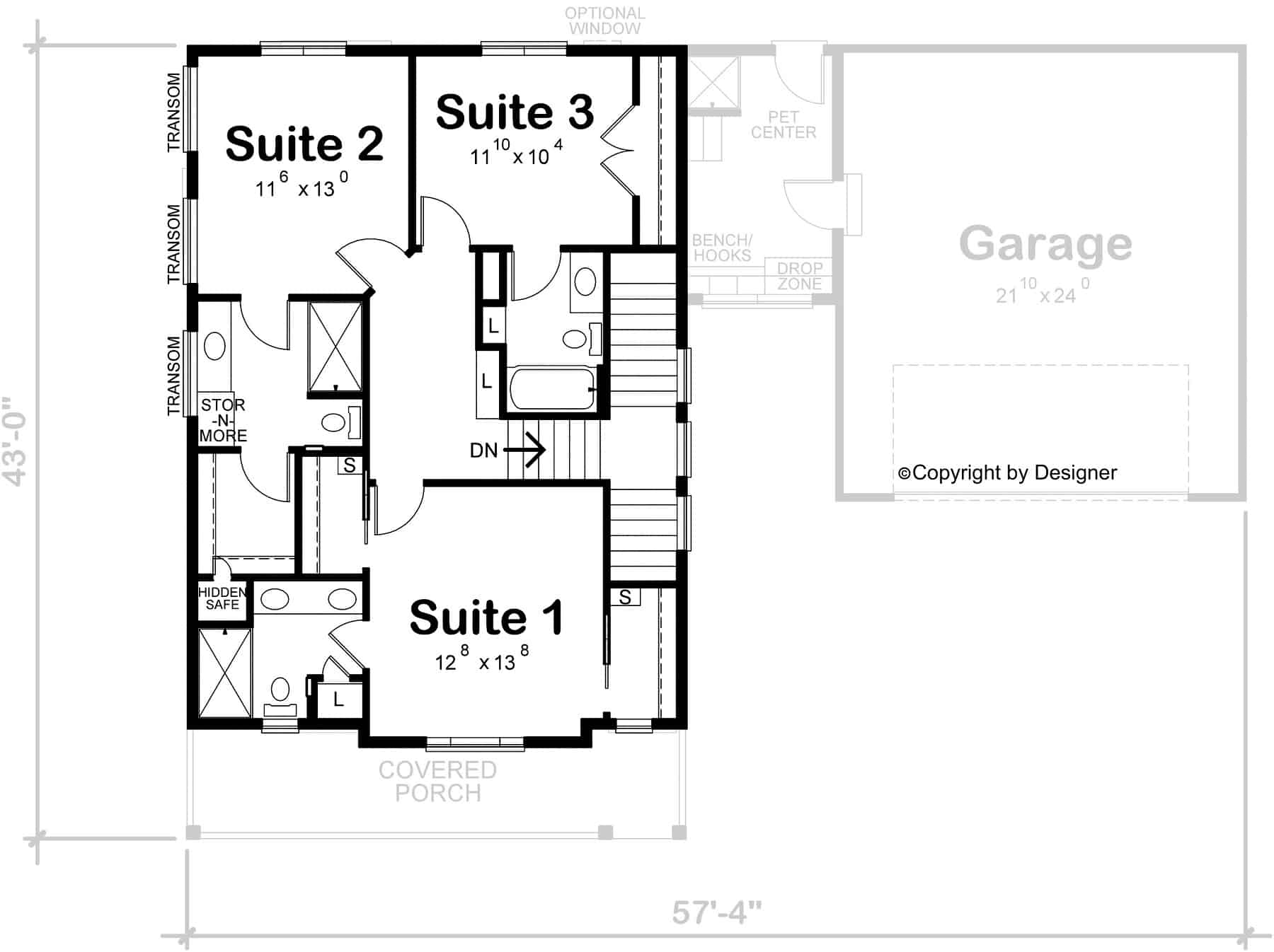 Upper Level of Modern Farmhouse Plan #120-2756