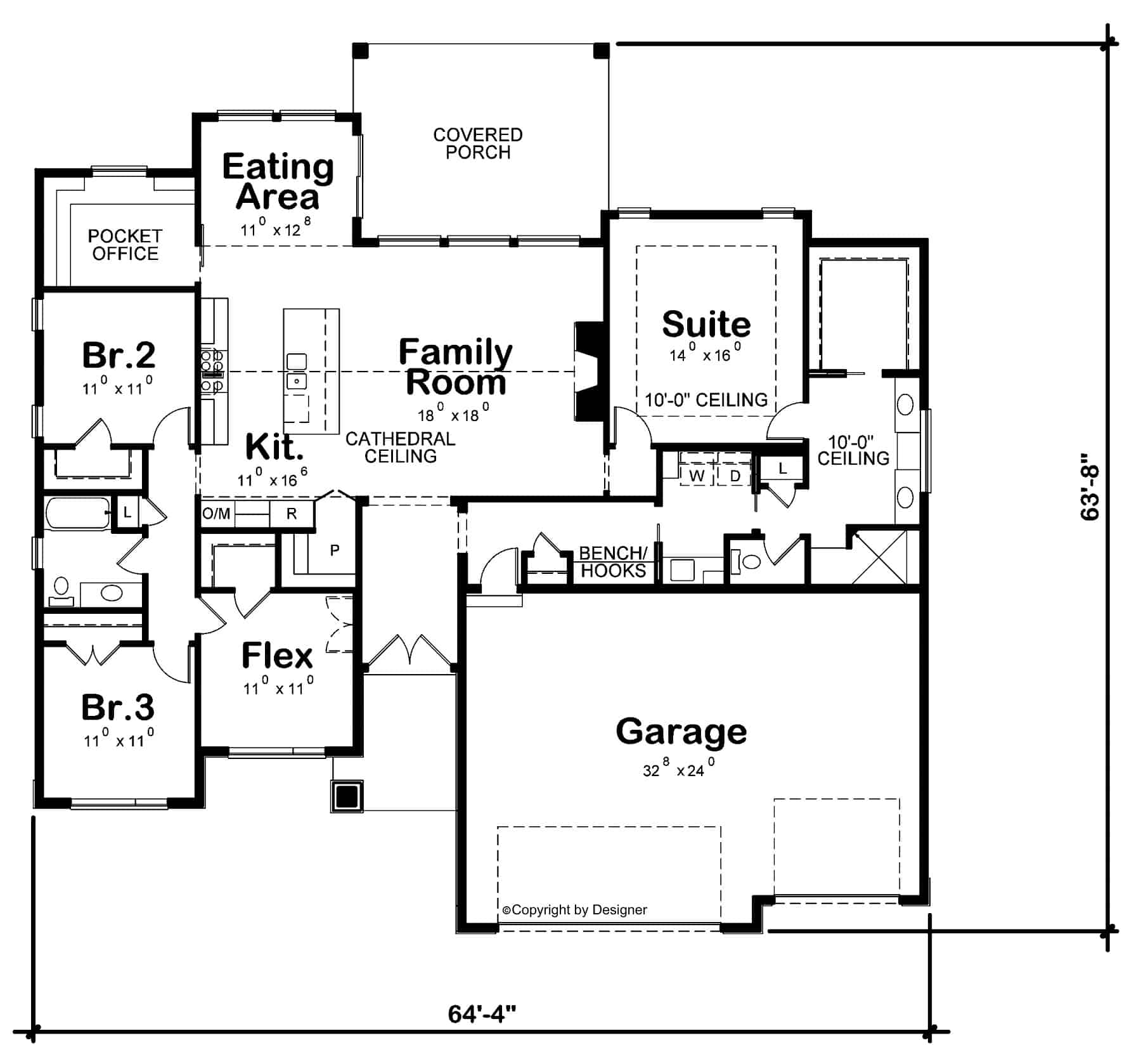 Main Level of Modern Plan #120-2757