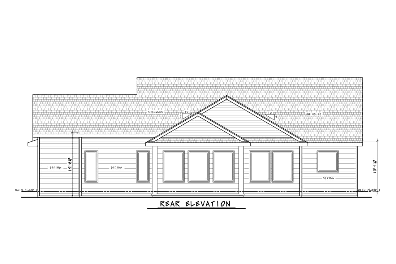 Home Plan Rear Elevation of this 3-Bedroom,2176 Sq Ft Plan -120-2758