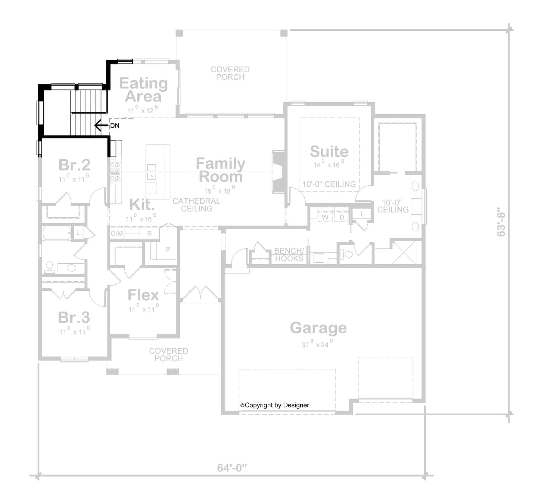Main Level of Modern Plan #120-2758