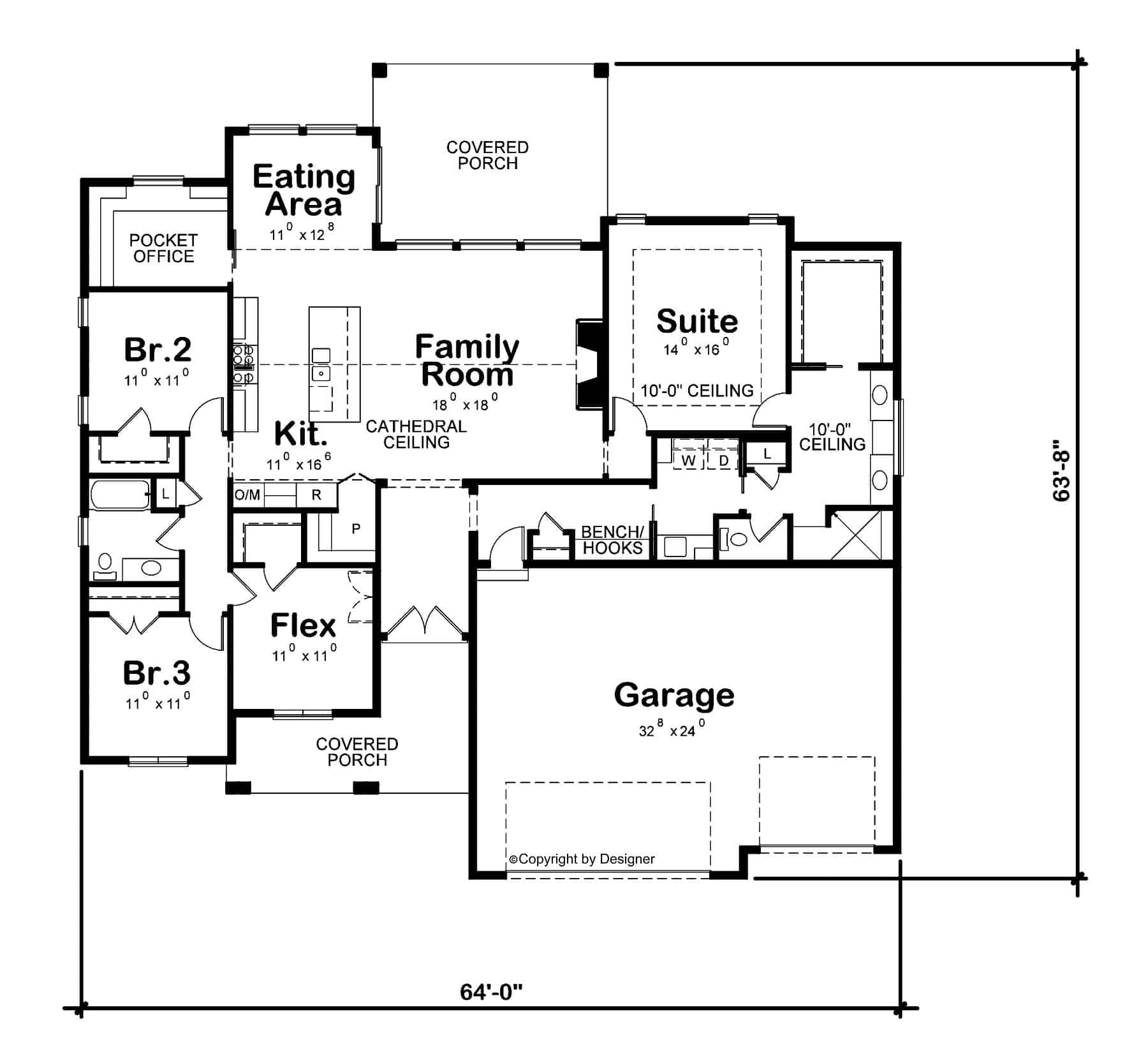 Main Level of Modern Plan #120-2758