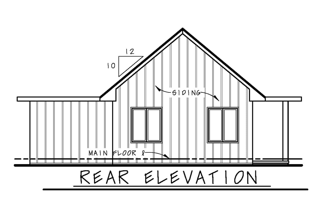 Home Plan Rear Elevation of this 2-Bedroom,682 Sq Ft Plan -120-2759