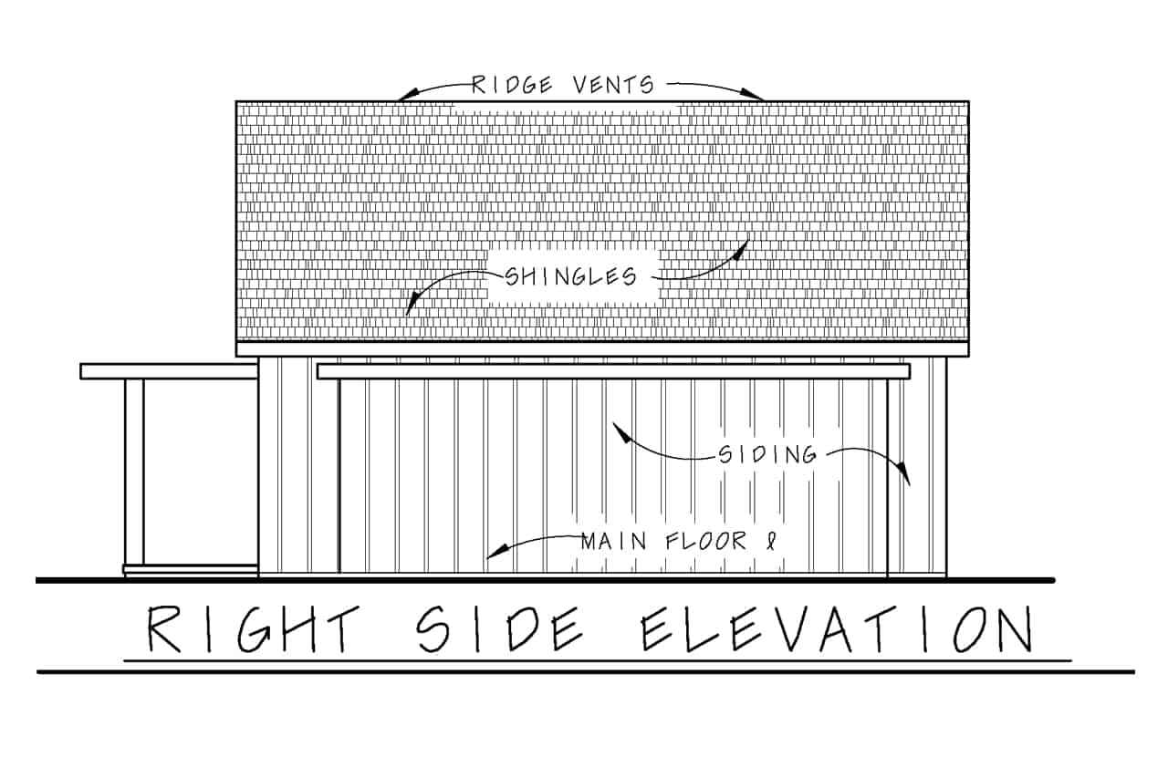Home Plan Right Elevation of this 2-Bedroom,682 Sq Ft Plan -120-2759