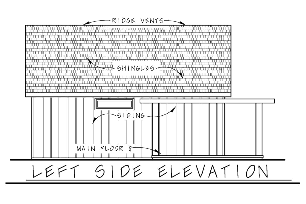 Home Plan Left Elevation of this 2-Bedroom,682 Sq Ft Plan -120-2759