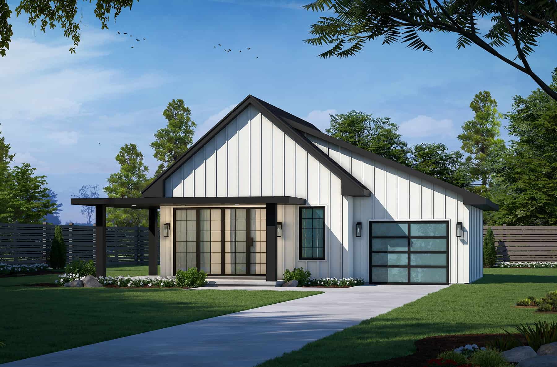 Front elevation of empty nester/vacation home (ThePlanCollection: House Plan #120-2761)
