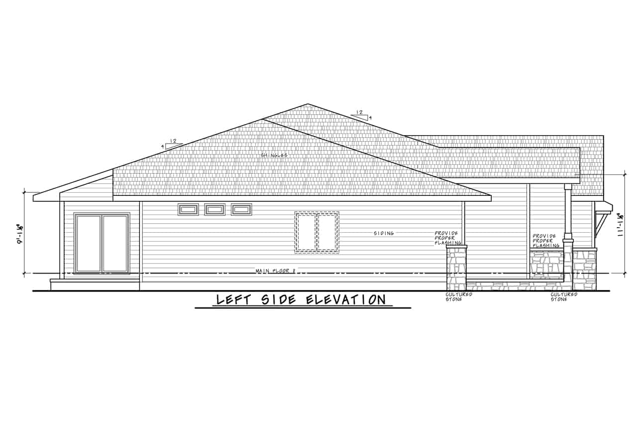 Home Plan Left Elevation of this 2-Bedroom,1986 Sq Ft Plan -120-2762