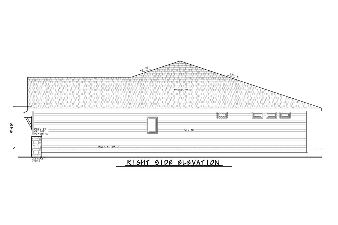 Home Plan Right Elevation of this 2-Bedroom,1986 Sq Ft Plan -120-2762