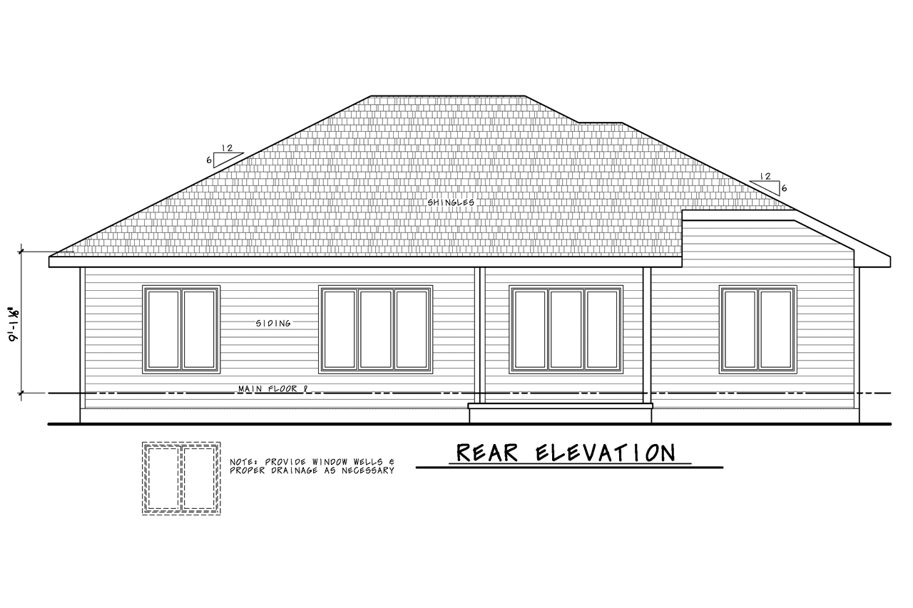 Home Plan Rear Elevation of this 2-Bedroom,1986 Sq Ft Plan -120-2762