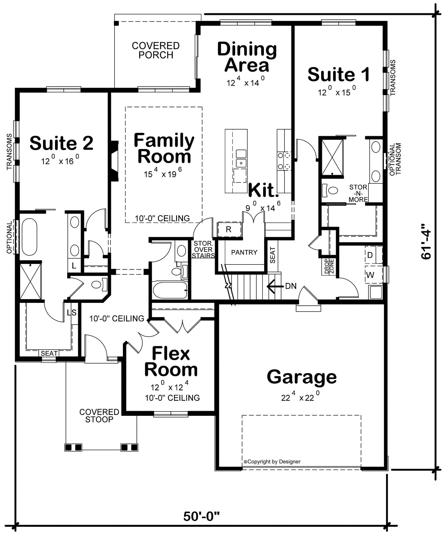 Main Level of Modern Farmhouse Plan #120-2762