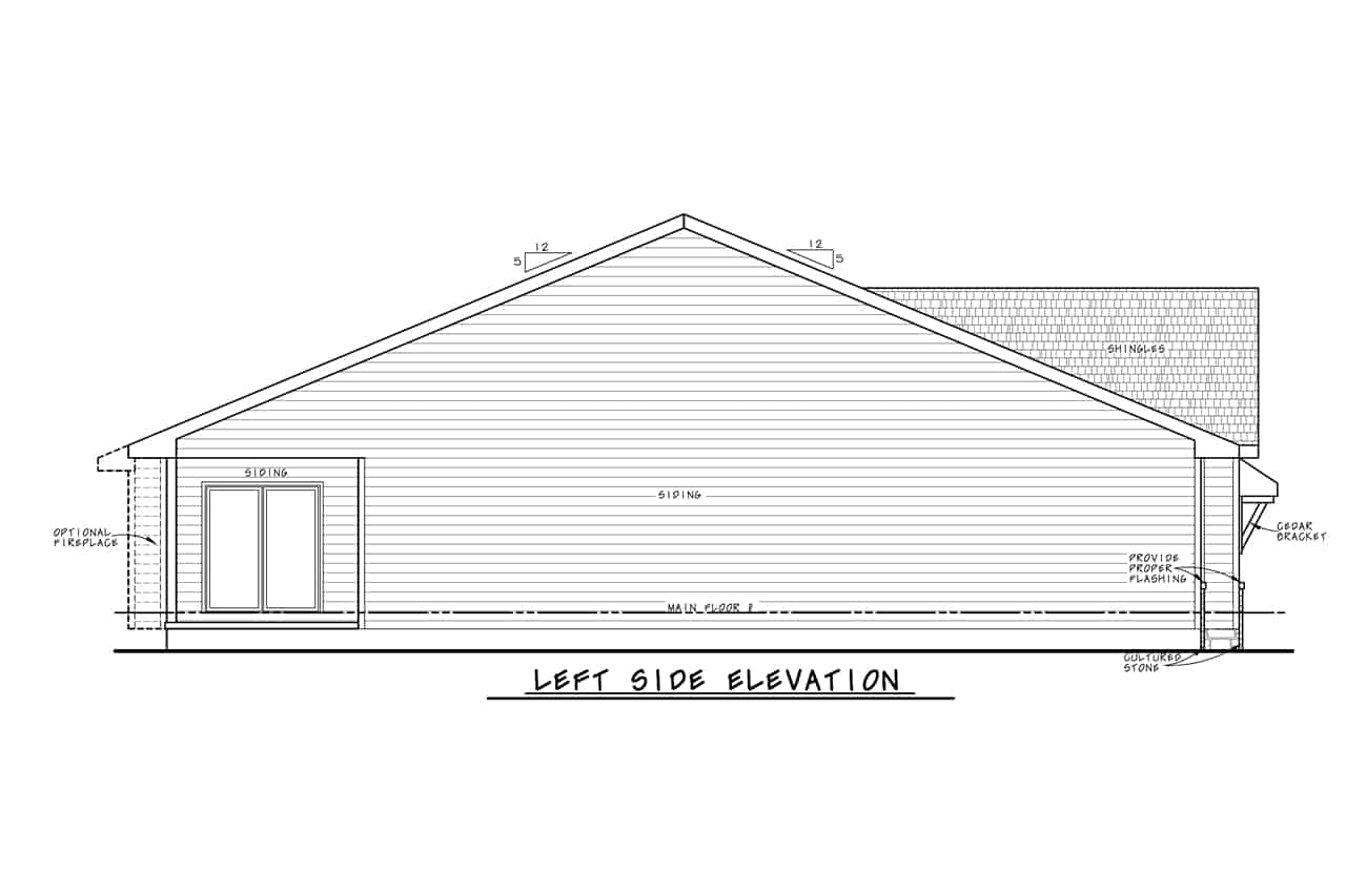 Home Plan Left Elevation of this 3-Bedroom,1777 Sq Ft Plan -120-2763
