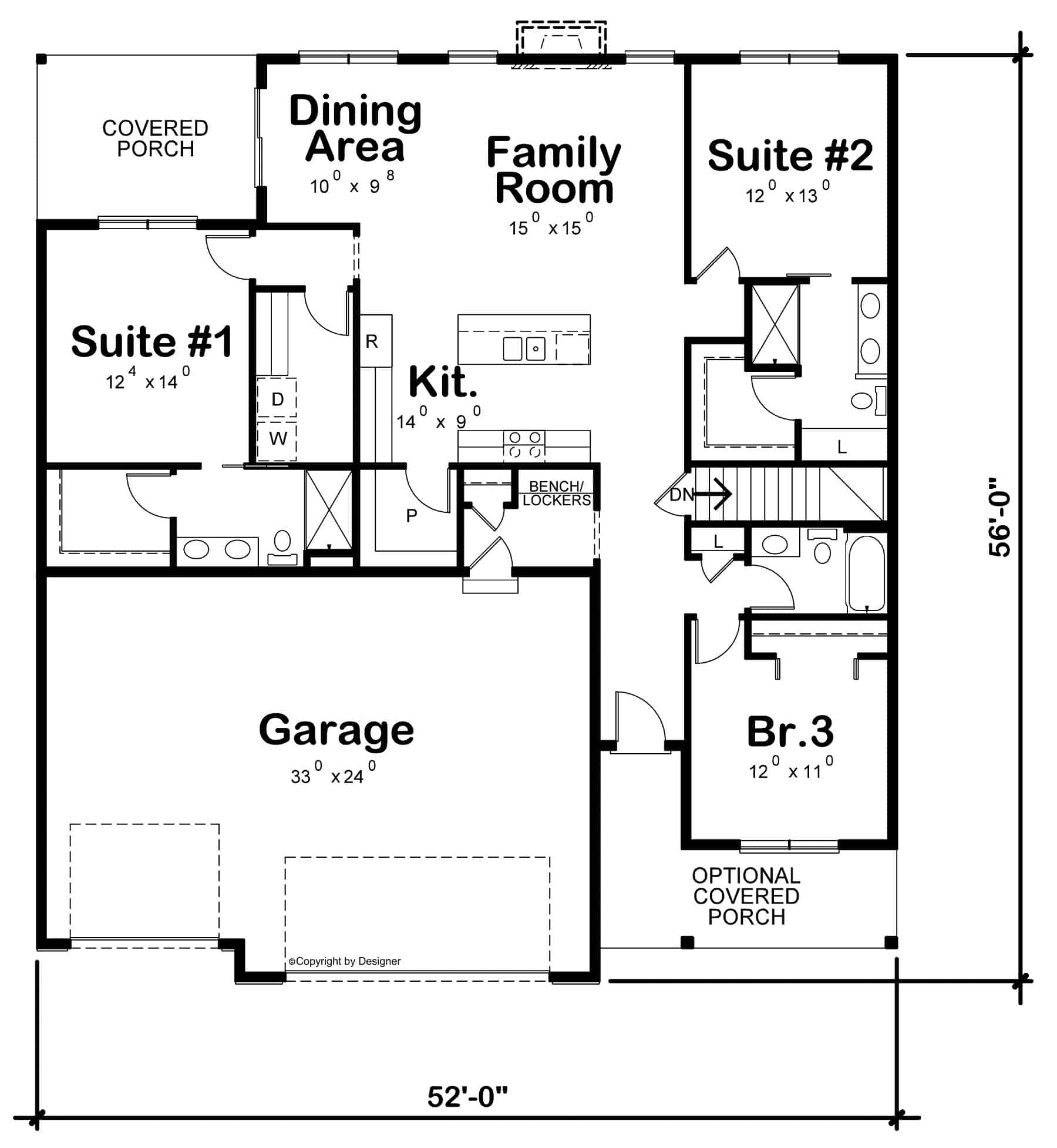 Main Level of Farmhouse Plan #120-2763