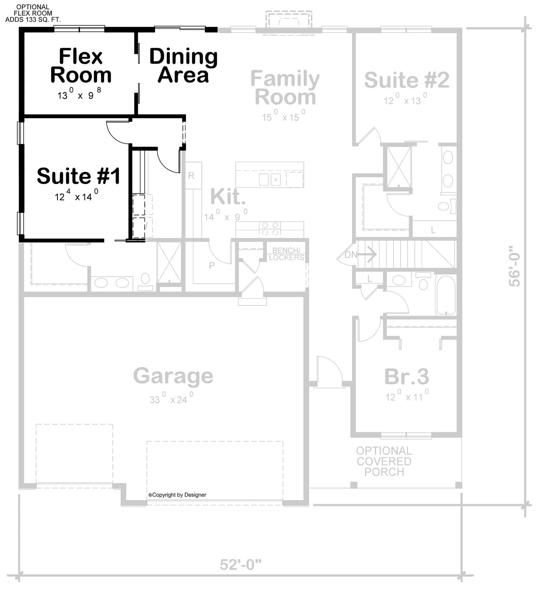 Main Level of Farmhouse Plan #120-2763