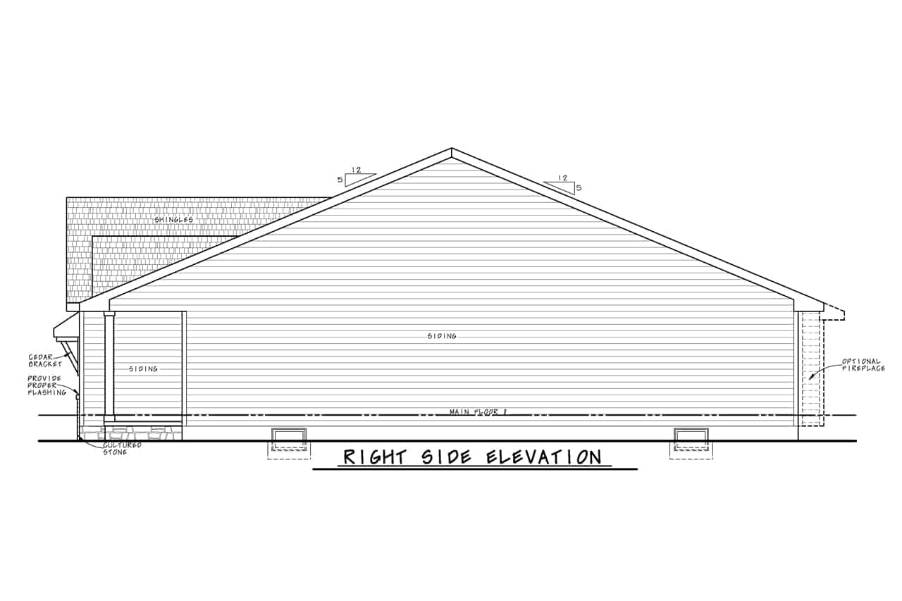 Home Plan Right Elevation of this 3-Bedroom,1777 Sq Ft Plan -120-2763