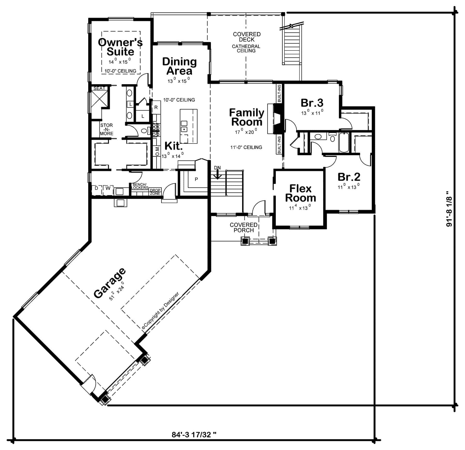 Main Level of Craftsman Plan #120-2764
