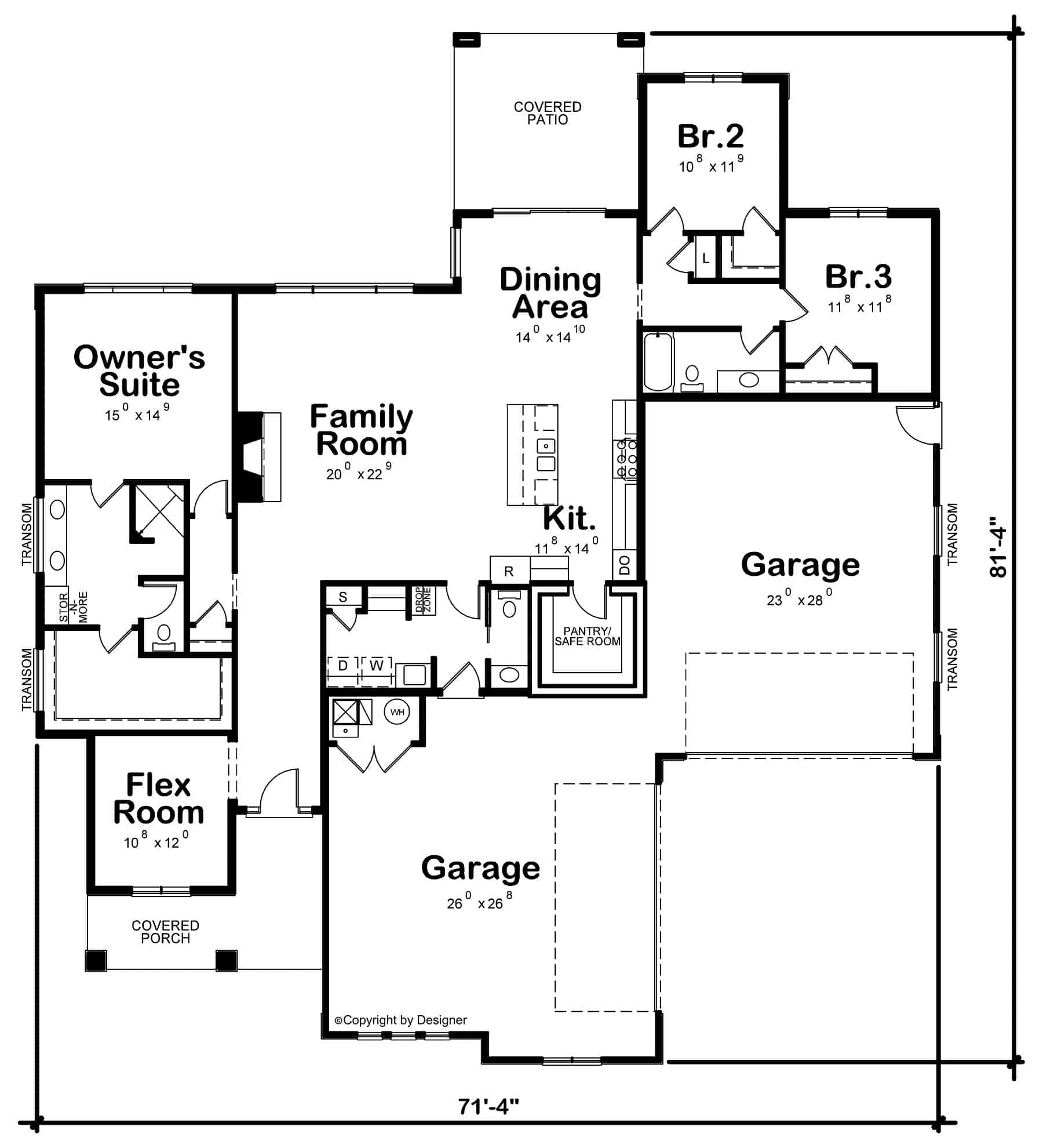 Main Level of Craftsman Plan #120-2765