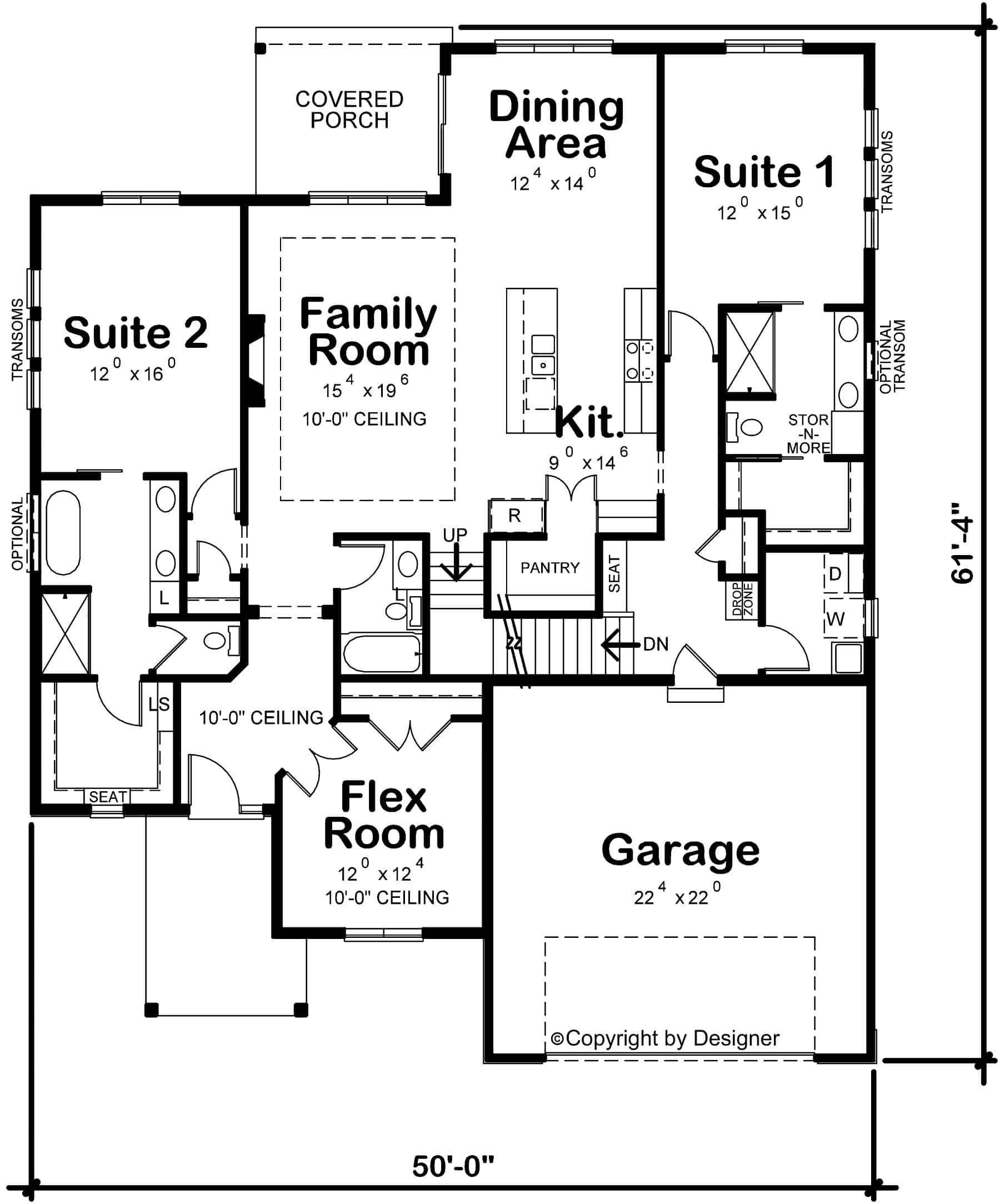 Main Level of Farmhouse Plan #120-2768