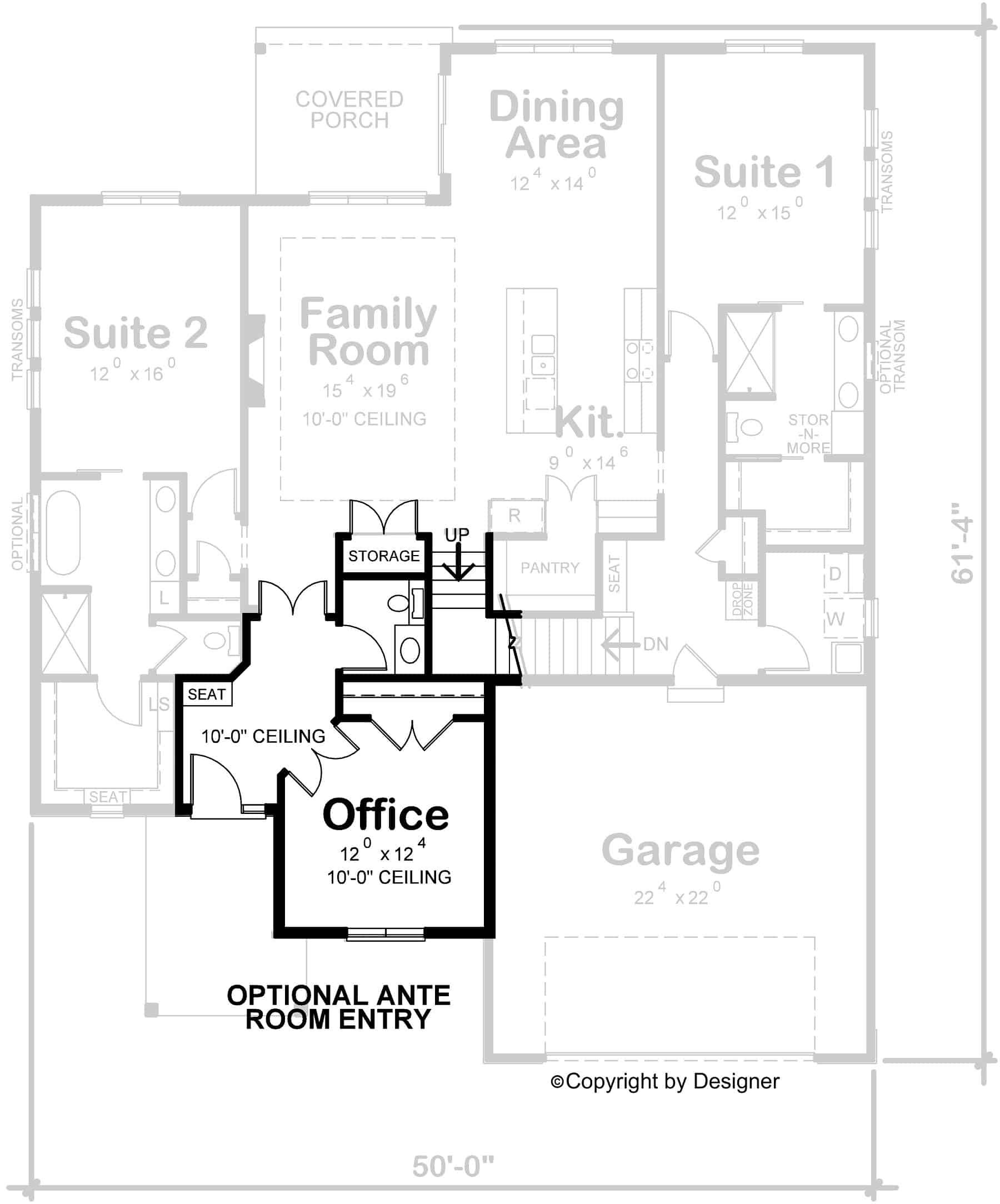 Main Level of Farmhouse Plan #120-2768