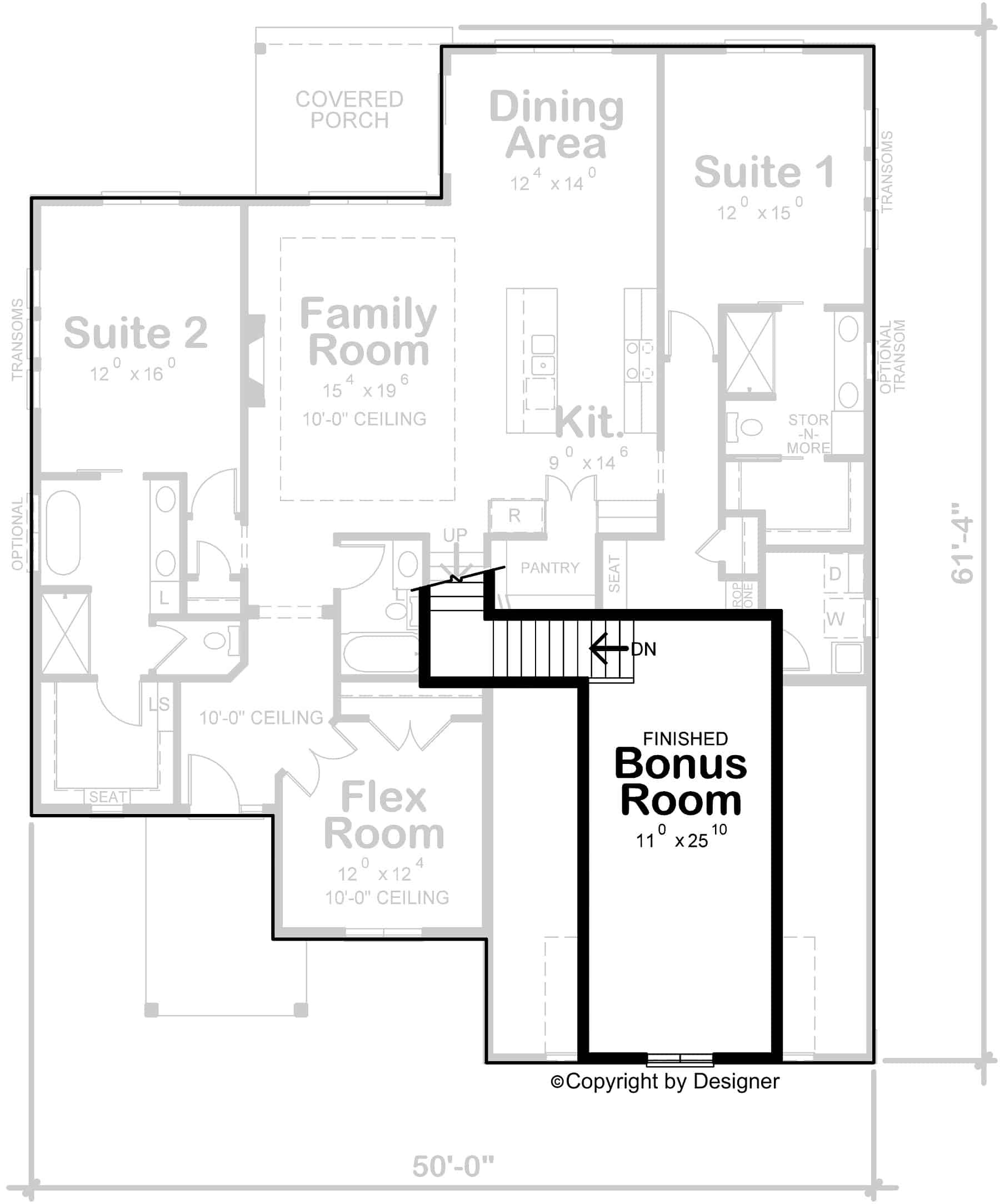 Bonus Room of Farmhouse Plan #120-2768