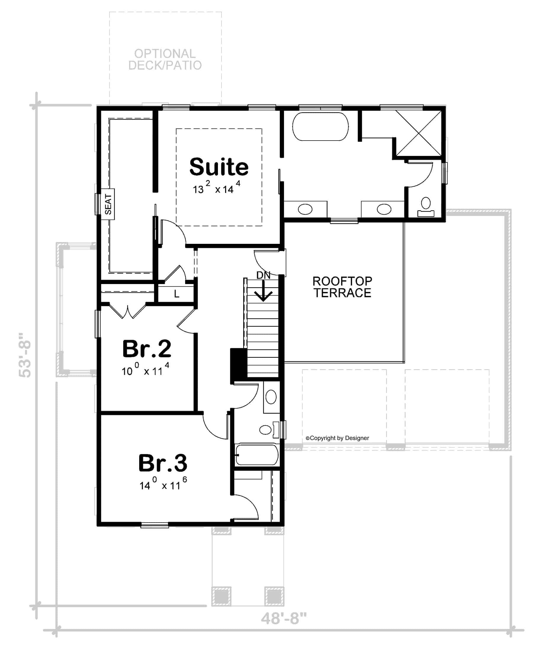 Upper Level of Modern Plan #120-2770