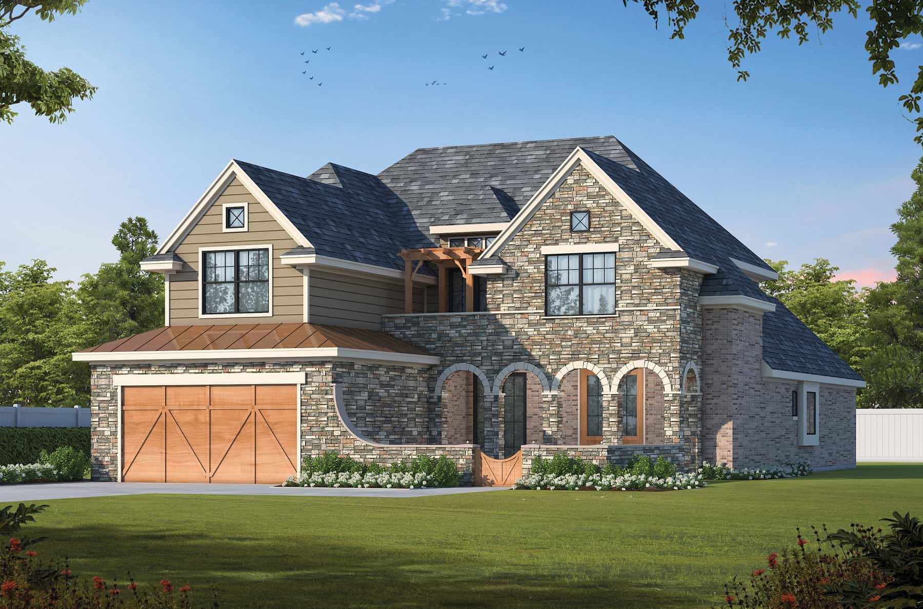Front elevation of French country home (ThePlanCollection: House Plan #120-2771)