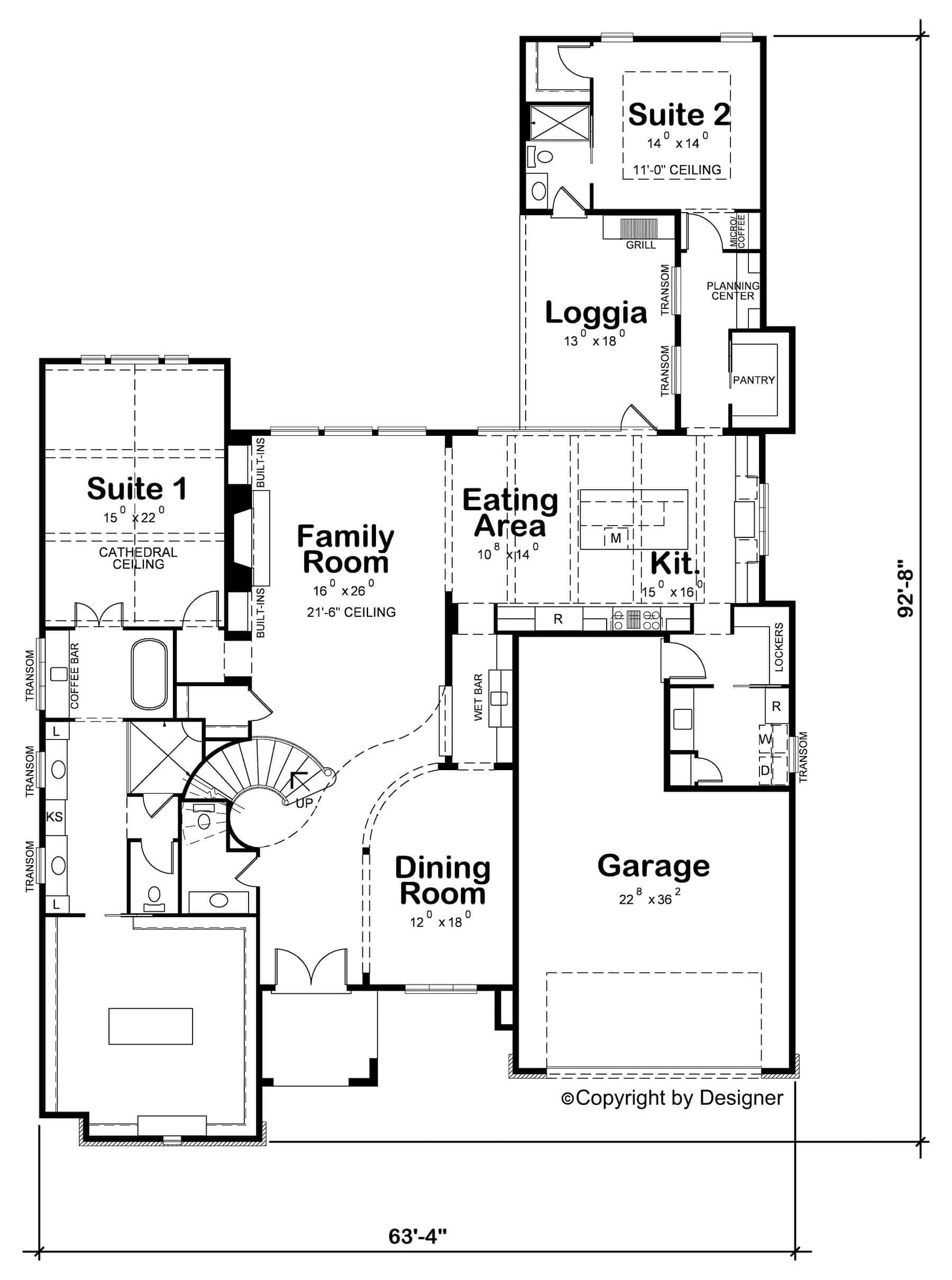 Main Level of Traditional Plan #120-2772