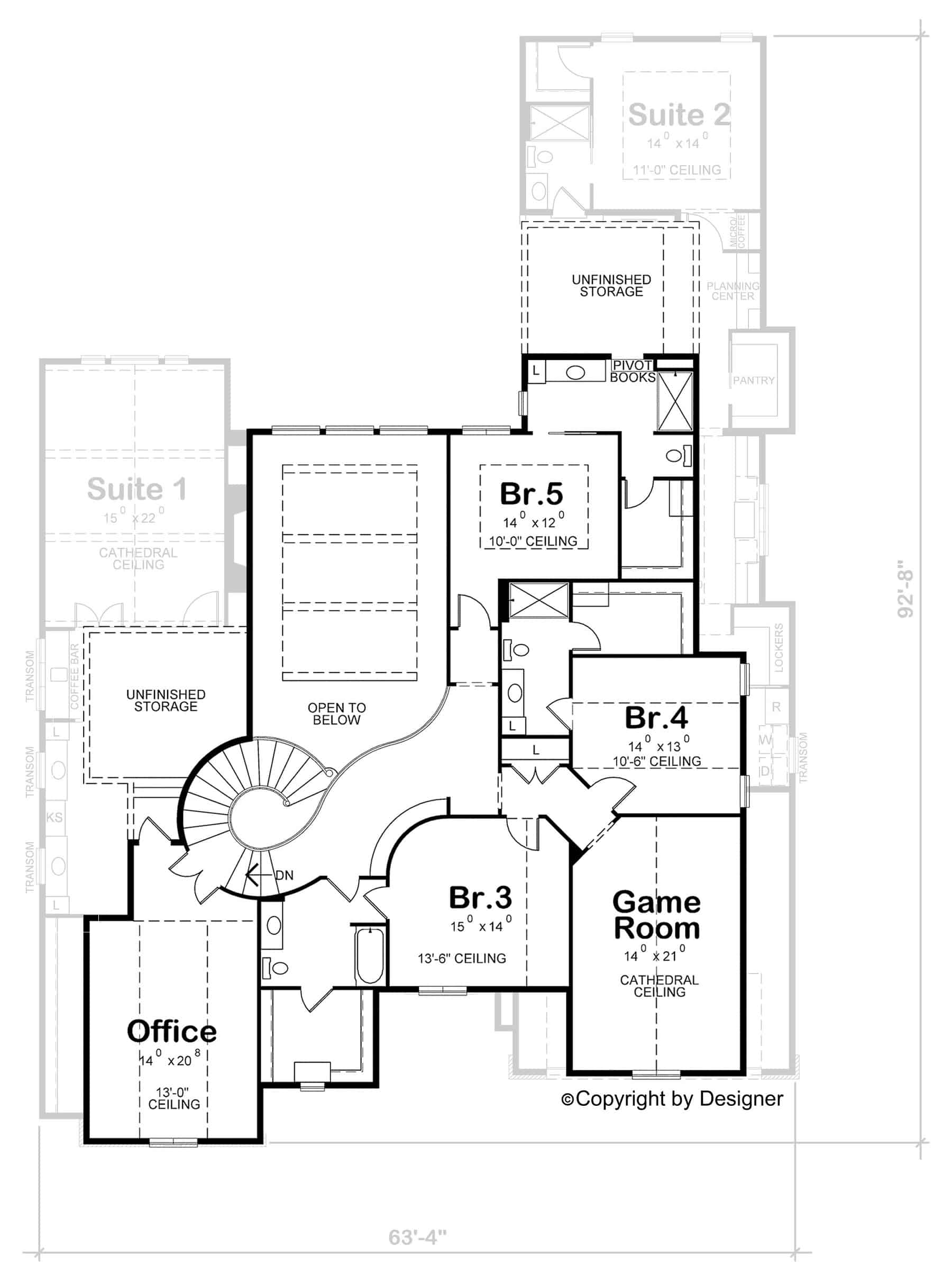 Upper Level of Traditional Plan #120-2772