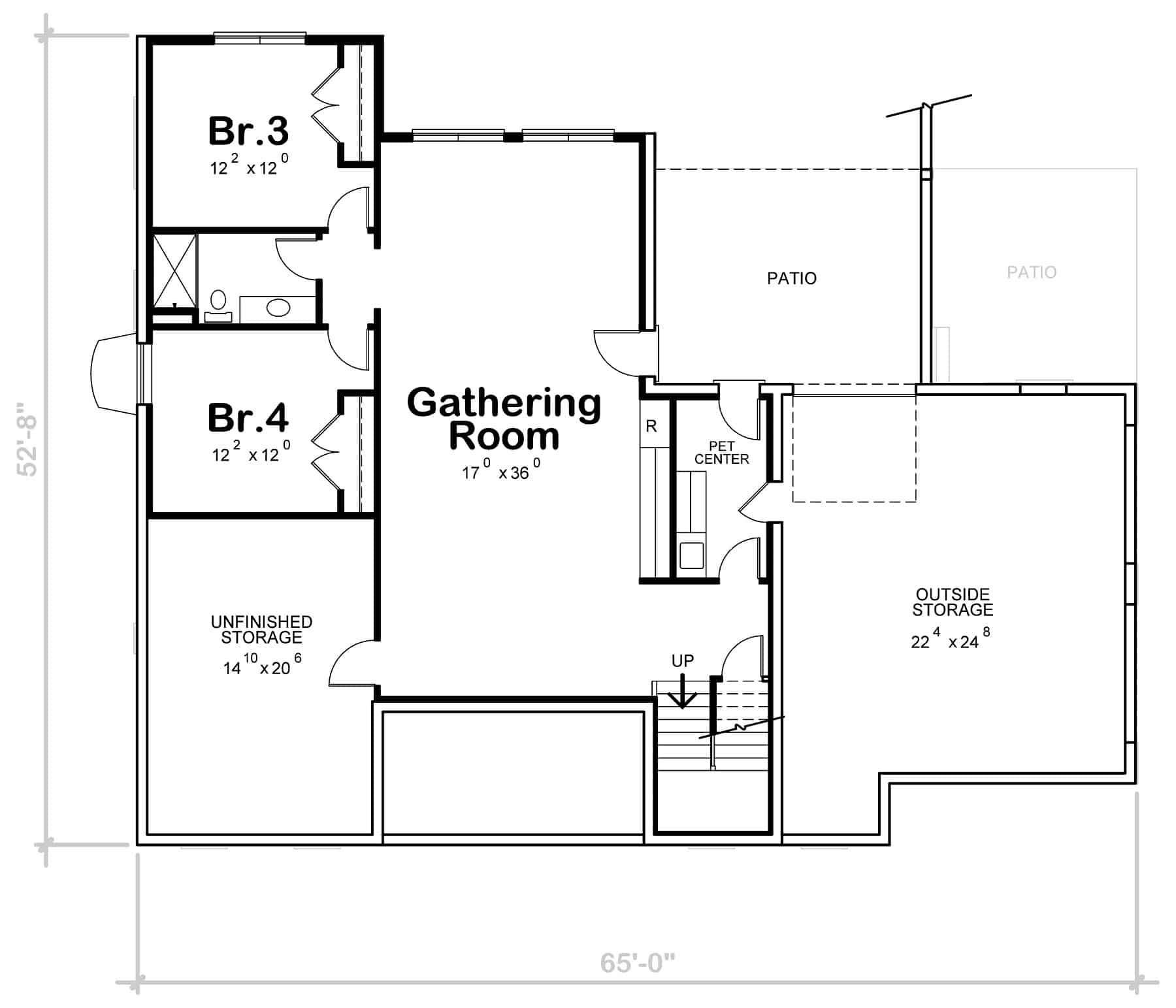 Basement of Farmhouse Plan #120-2773