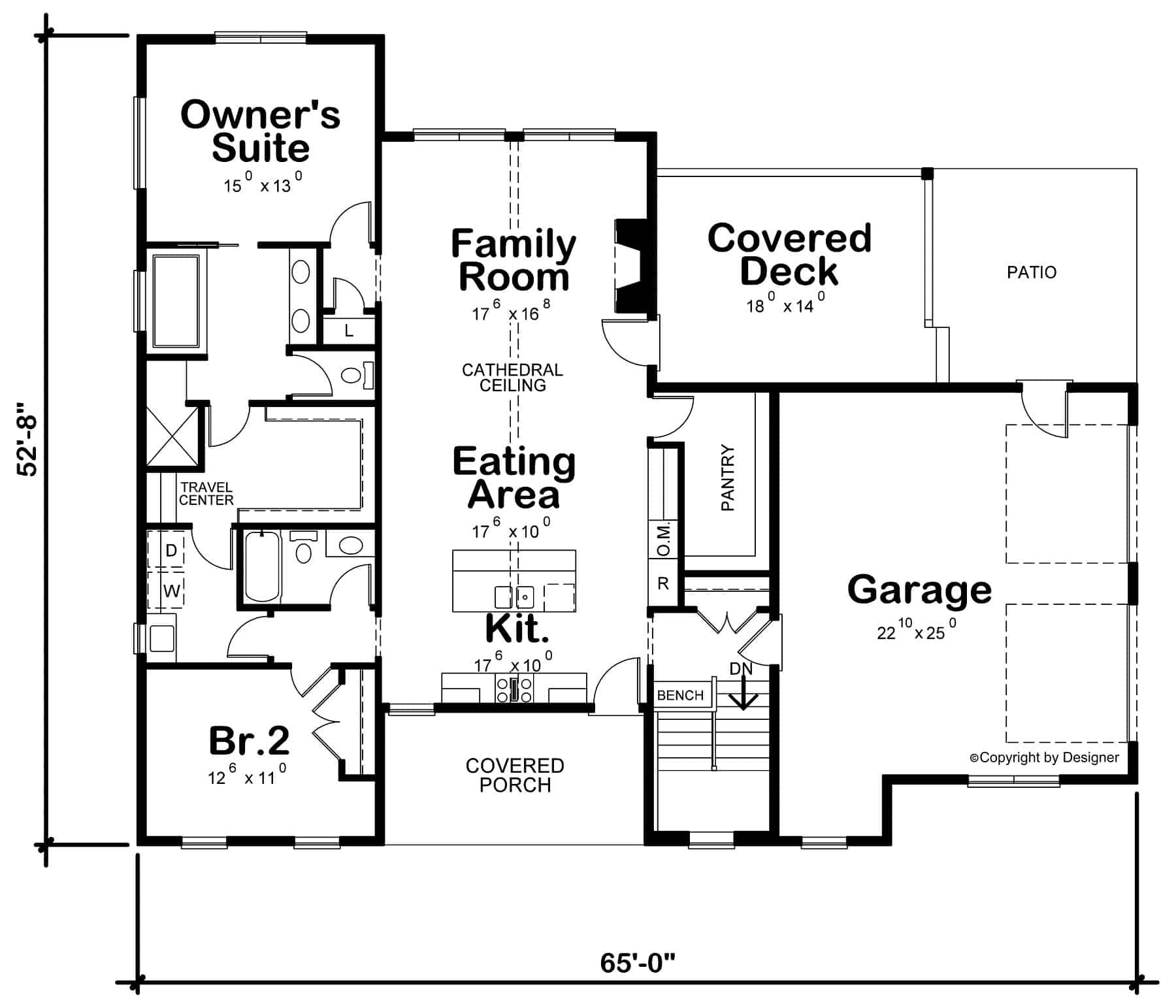 Main Level of Farmhouse Plan #120-2773