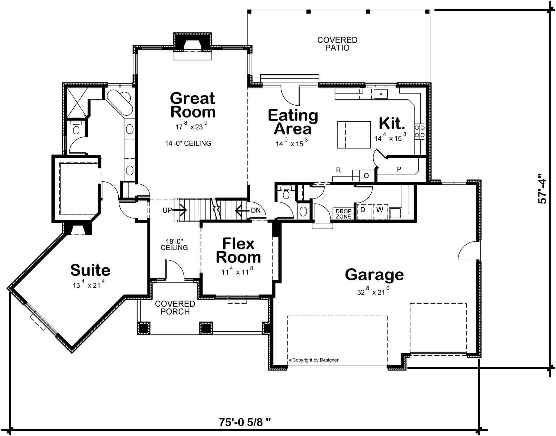 Main Level of Craftsman Plan #120-2774