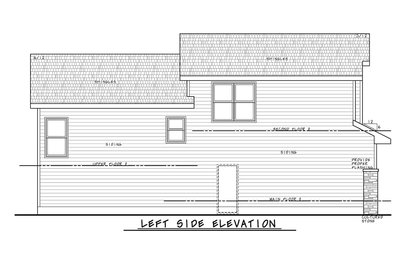 Home Plan Left Elevation of this 3-Bedroom,1649 Sq Ft Plan -120-2775