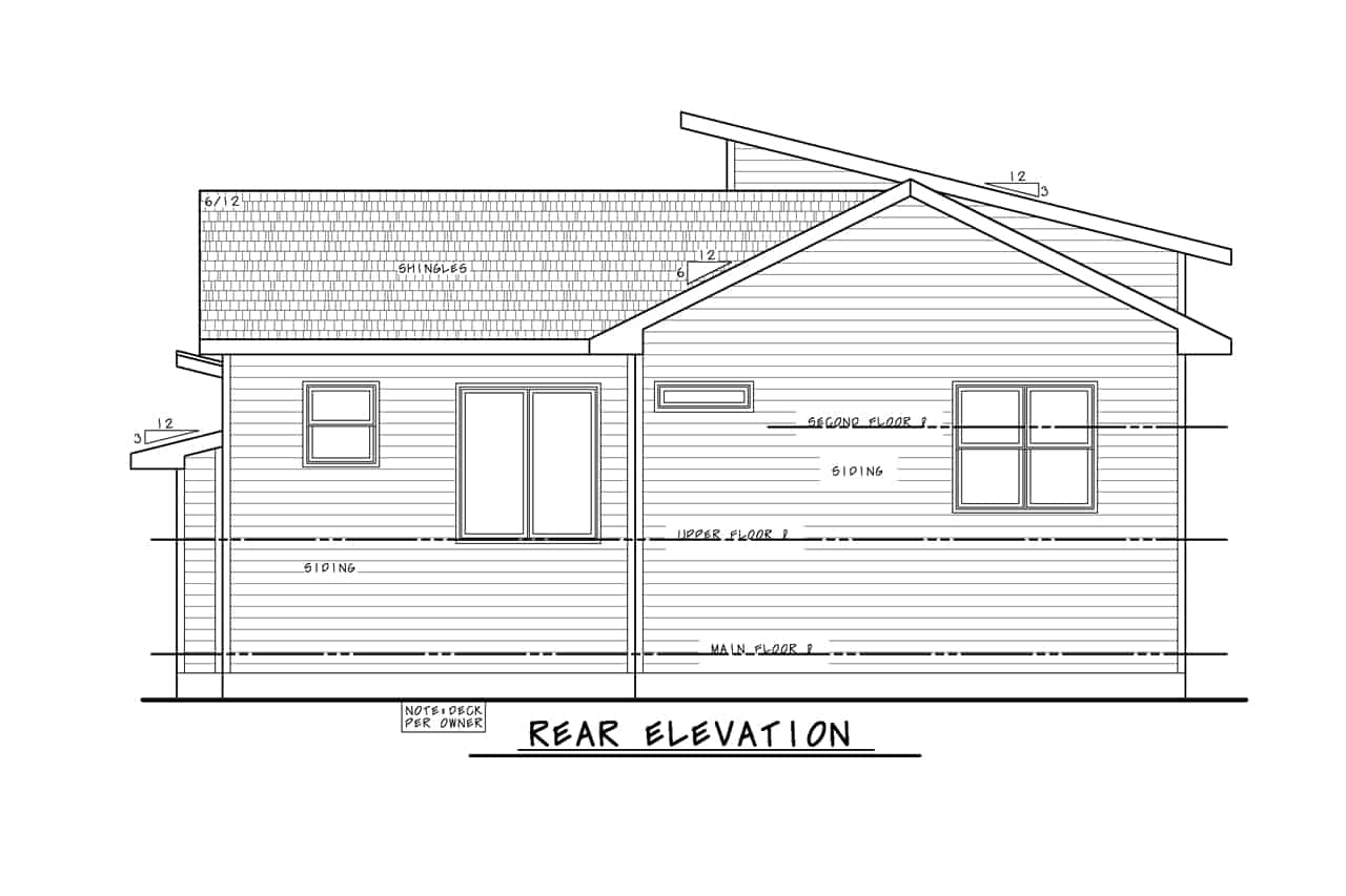 Home Plan Rear Elevation of this 3-Bedroom,1649 Sq Ft Plan -120-2775