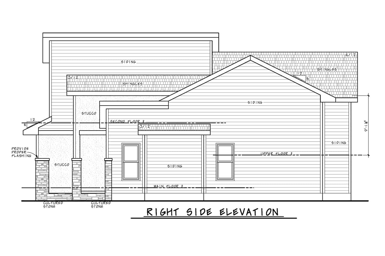 Home Plan Right Elevation of this 3-Bedroom,1649 Sq Ft Plan -120-2775