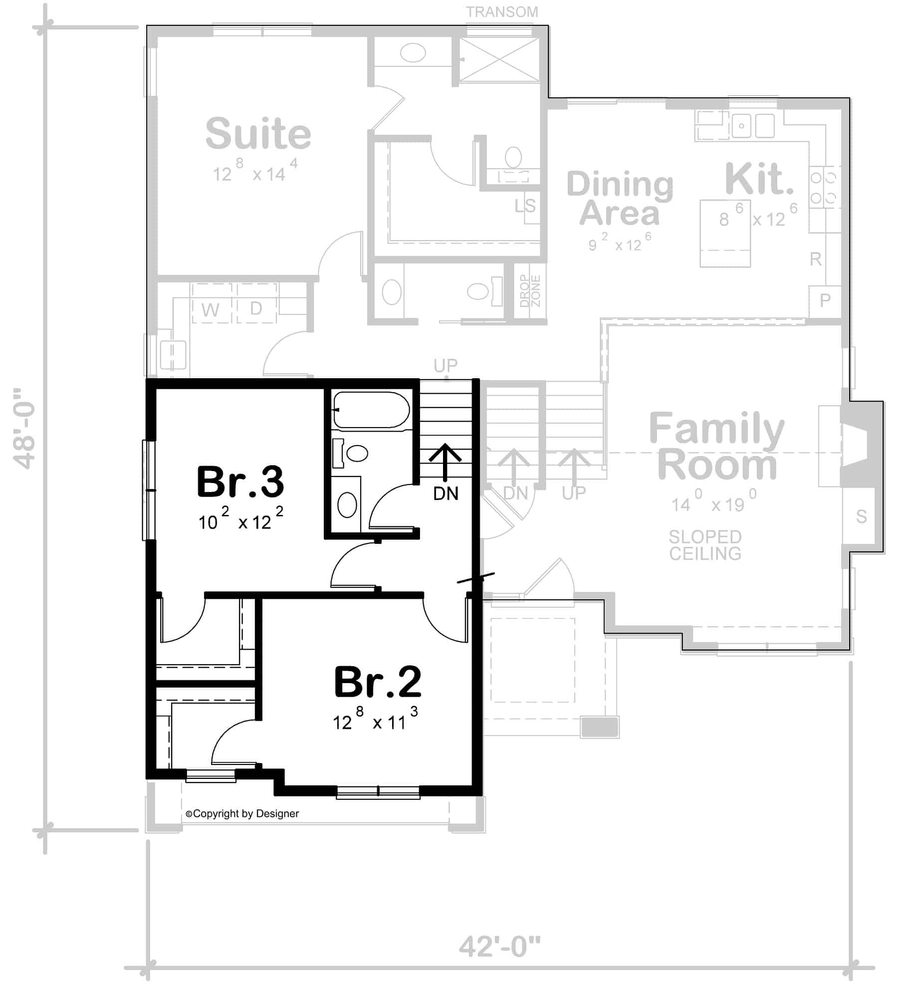 Upper Level of Contemporary Plan #120-2775