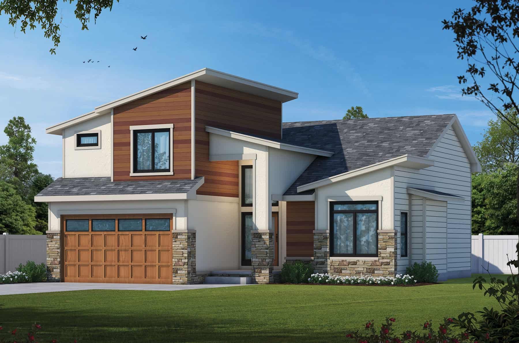 Front elevation of Contemporary home (ThePlanCollection: House Plan #120-2775)