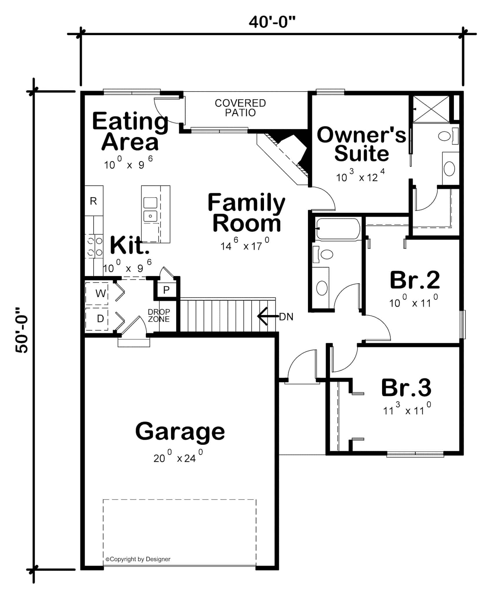 Main Level of Craftsman Plan #120-2776