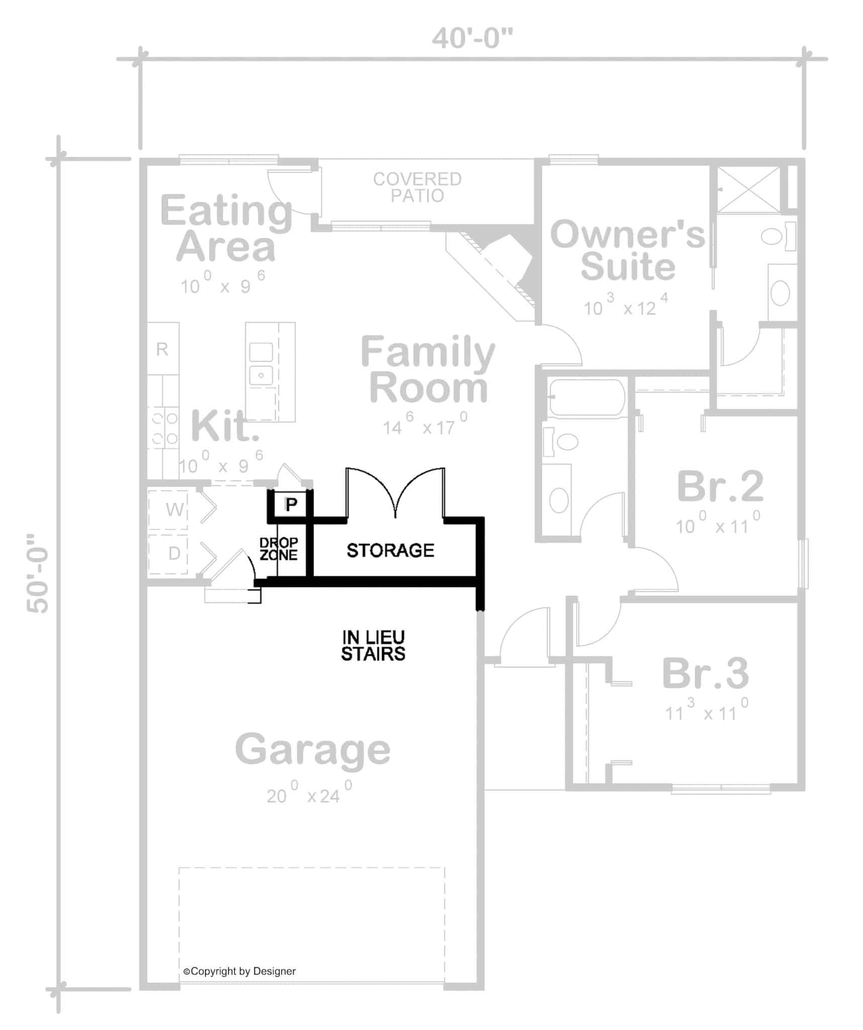 Main Level of Craftsman Plan #120-2776