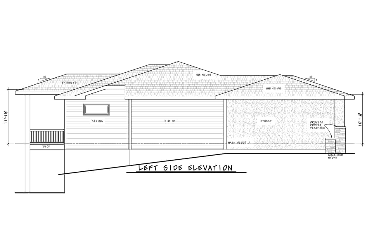 Home Plan Left Elevation of this 3-Bedroom,2846 Sq Ft Plan -120-2777