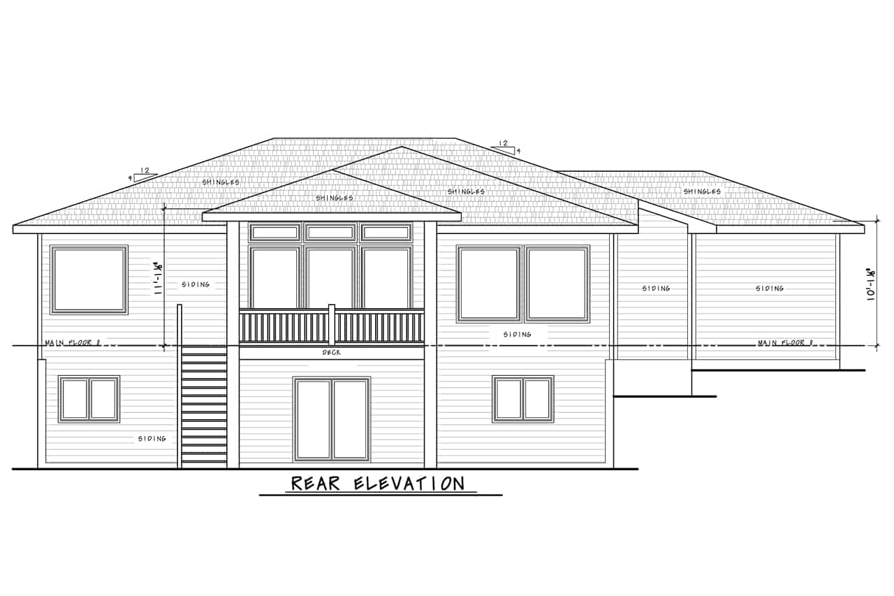 Home Plan Rear Elevation of this 3-Bedroom,2846 Sq Ft Plan -120-2777
