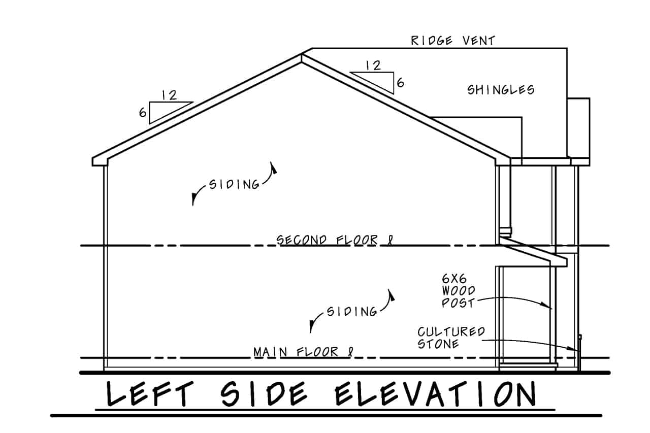 Home Plan Left Elevation of this 6-Bedroom,1528 Sq Ft Plan -120-2778