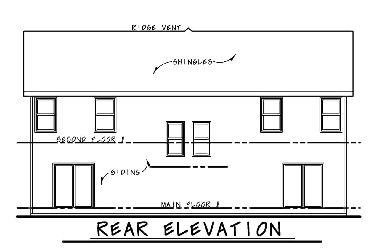 Home Plan Rear Elevation of this 6-Bedroom,1528 Sq Ft Plan -120-2778