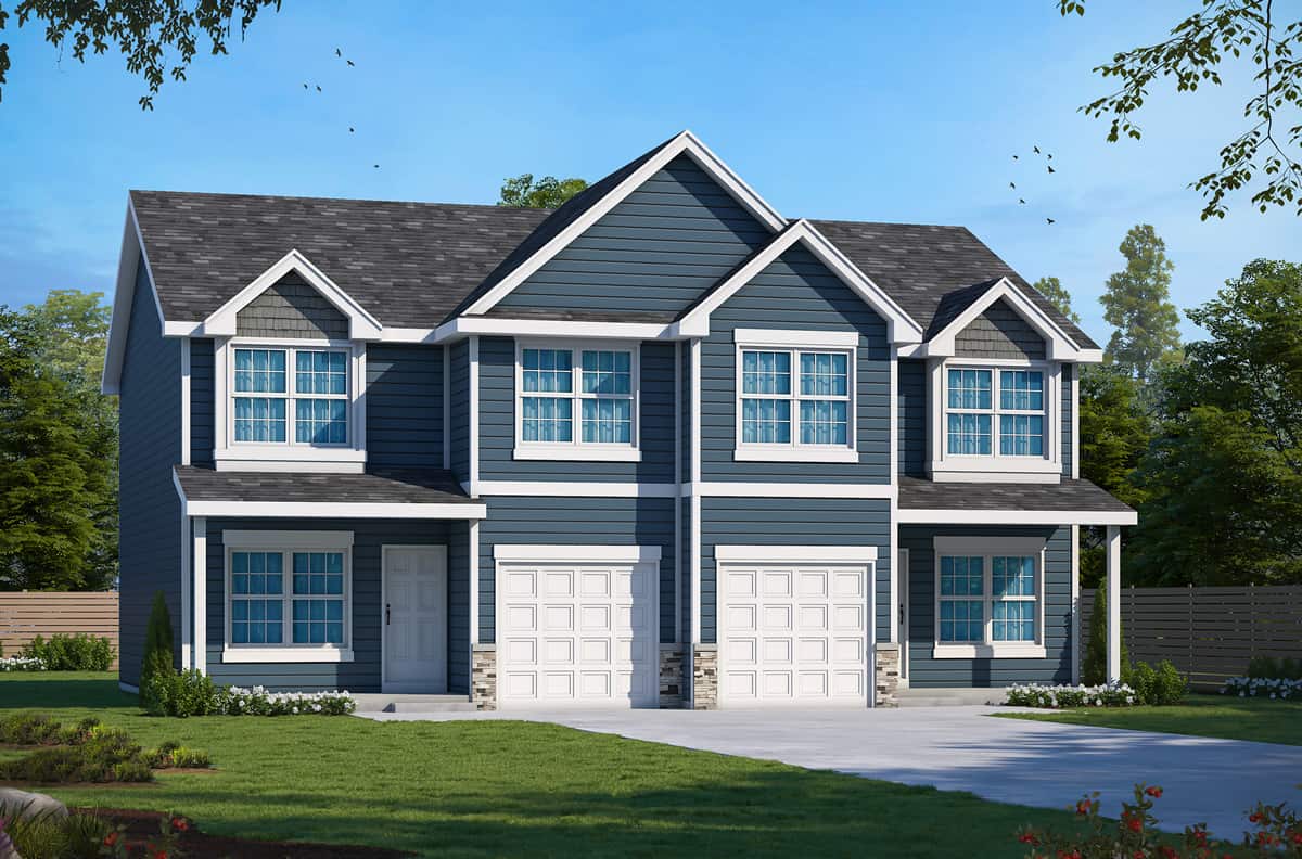 Front elevation of Duplex/Multi-Unit home (ThePlanCollection: House Plan #120-2778)