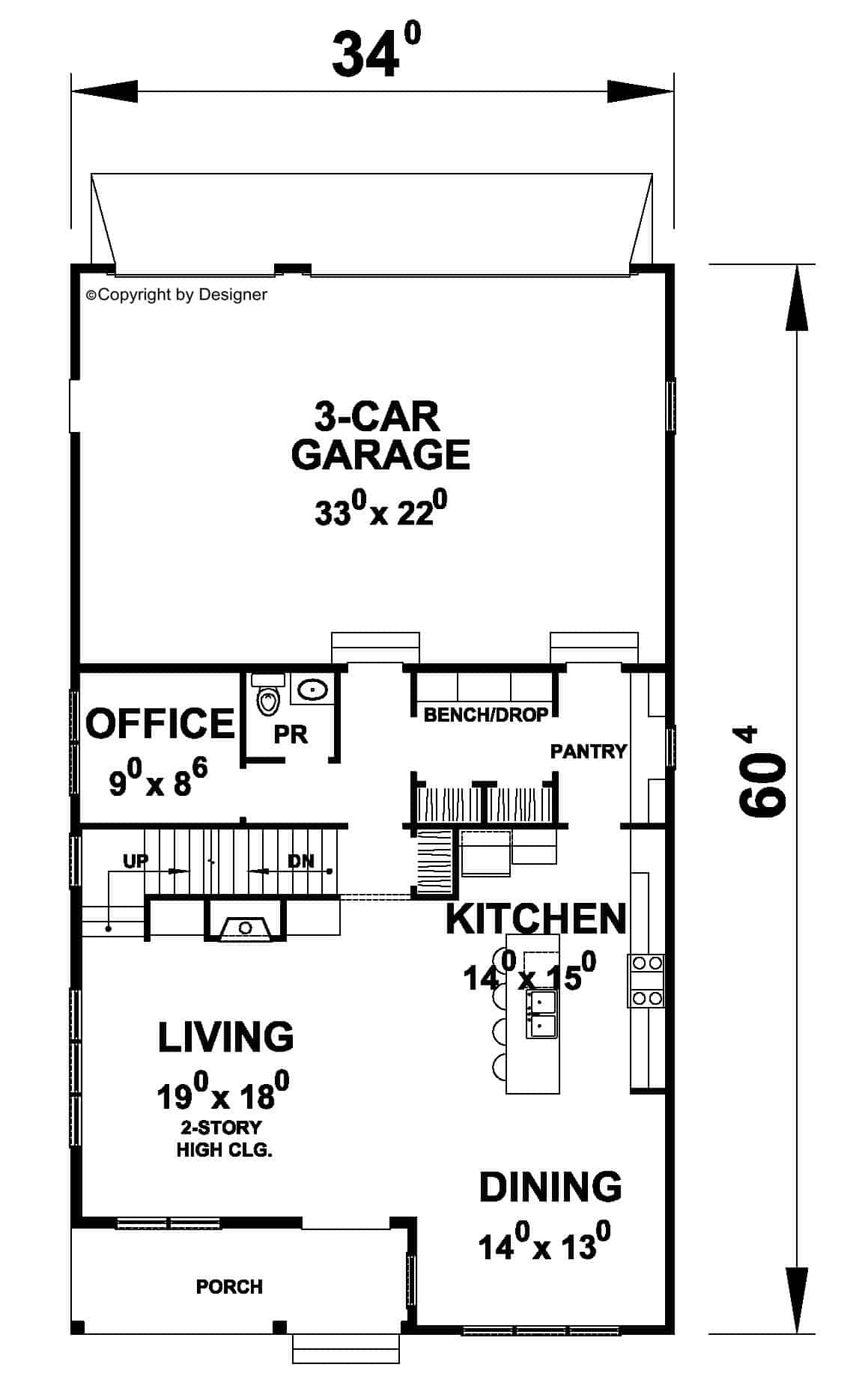 Main Level of Shingle Plan #120-2779