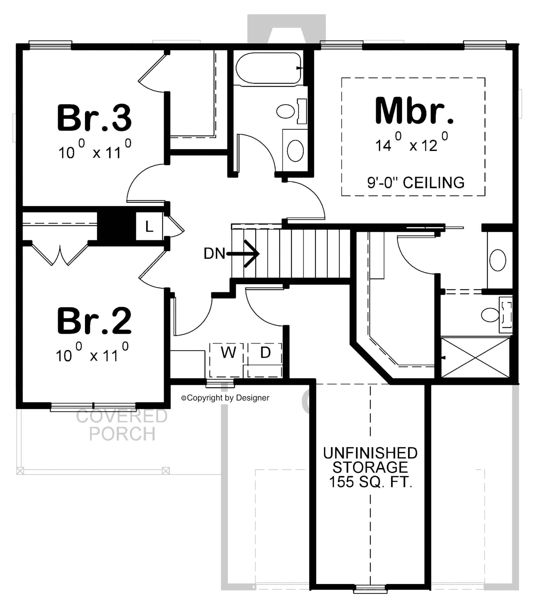 Upper Level of Modern Farmhouse Plan #120-2780