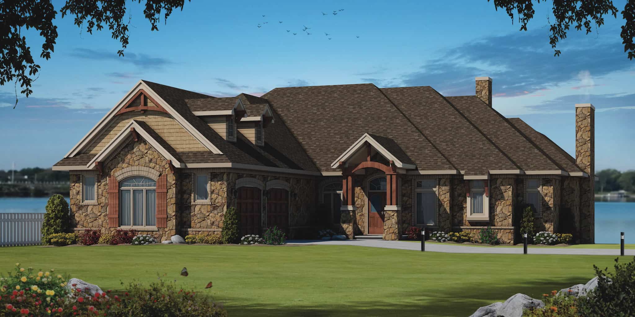 Front elevation of Craftsman home (ThePlanCollection: House Plan #120-2781)