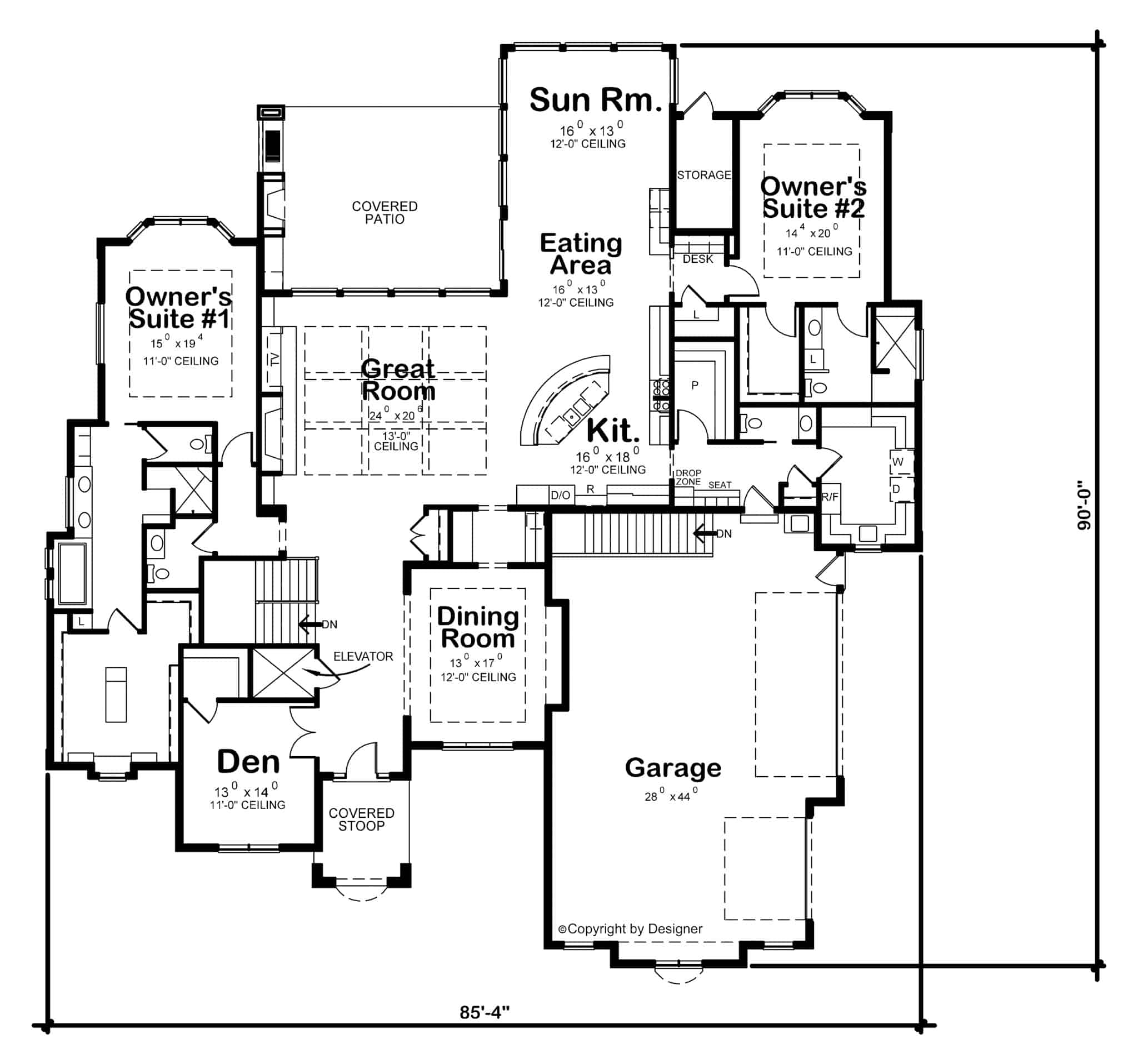 Main Level of Modern Plan #120-2783