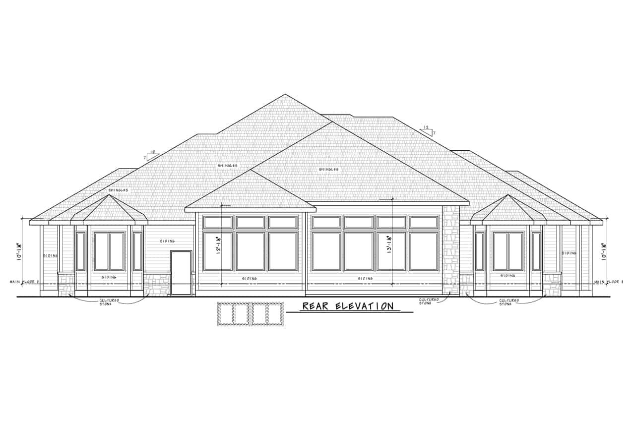 Home Plan Rear Elevation of this 4-Bedroom,6782 Sq Ft Plan -120-2783